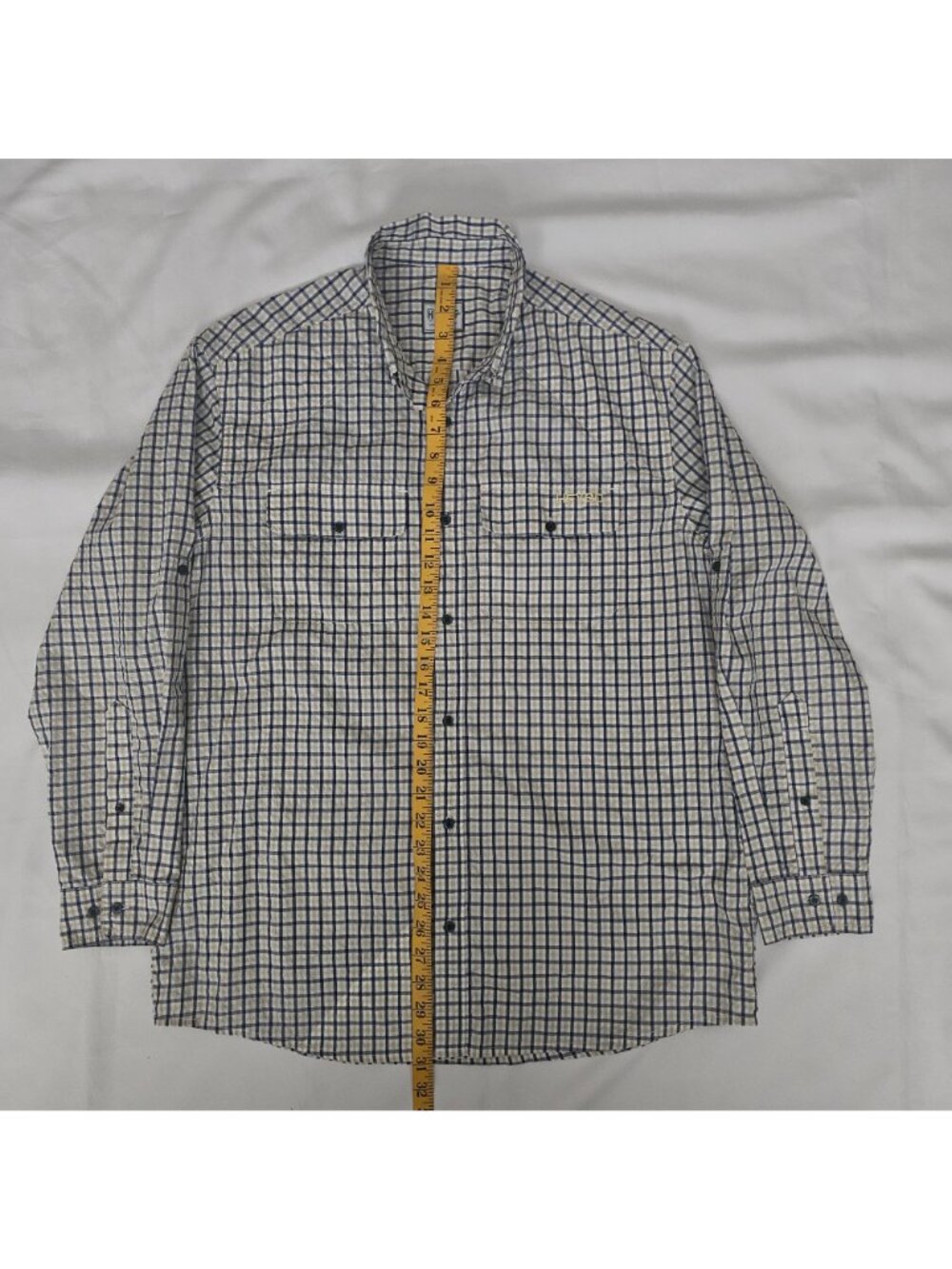 HEYBO Outdoors Navy-Khaki-White Headwaters Seersucker Long Sleeve Shirt Small - Picture 13 of 13